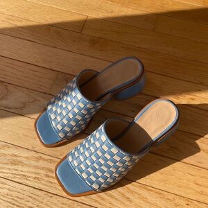 Paloma Wool Blue and Cream Woven Slide Mules